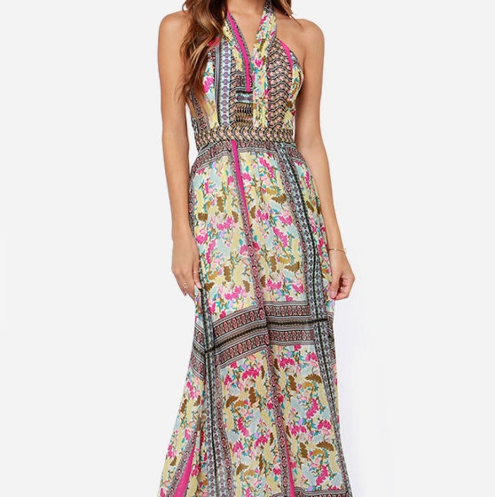 Arc & Co Floral Greek Print Maxi Dress LuLus.com
